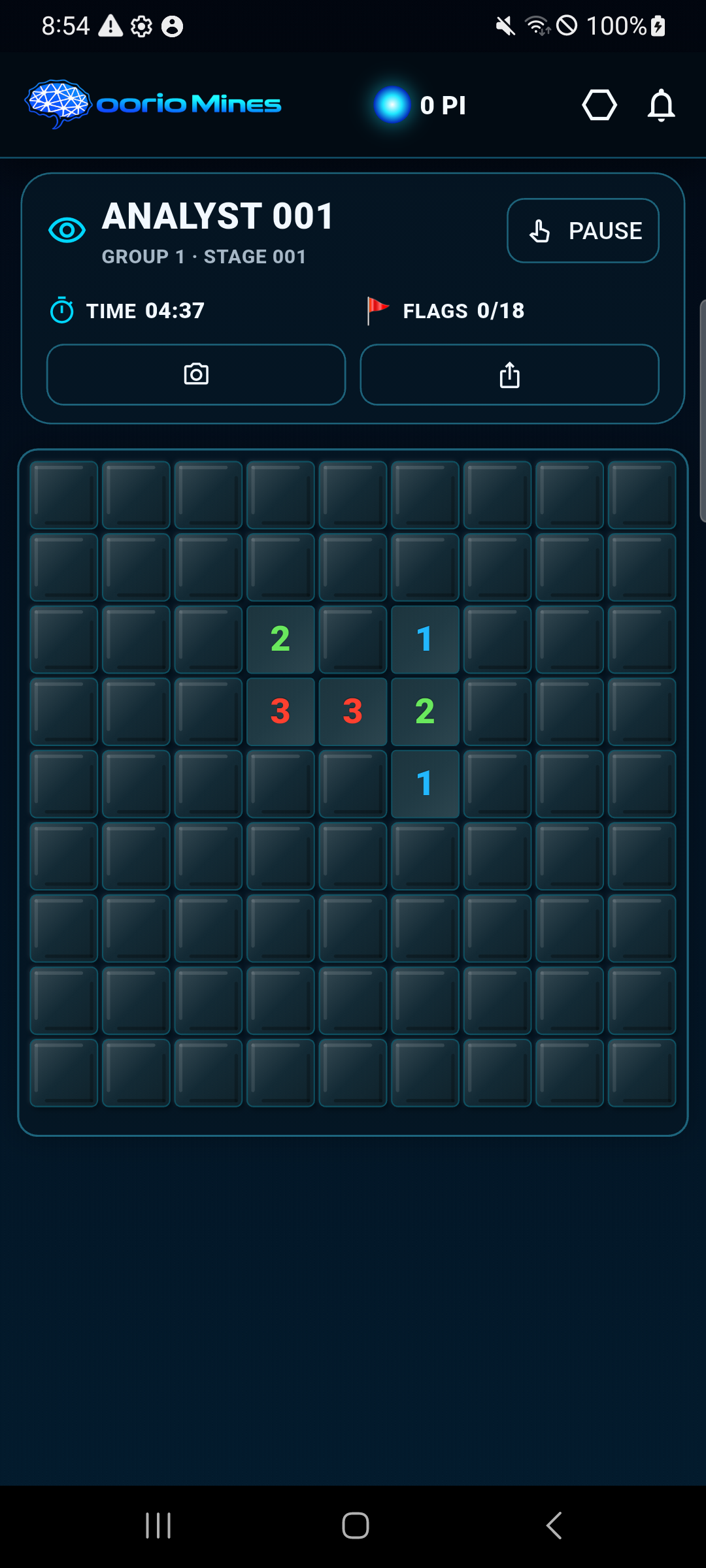 oorio Mines gameplay screen
