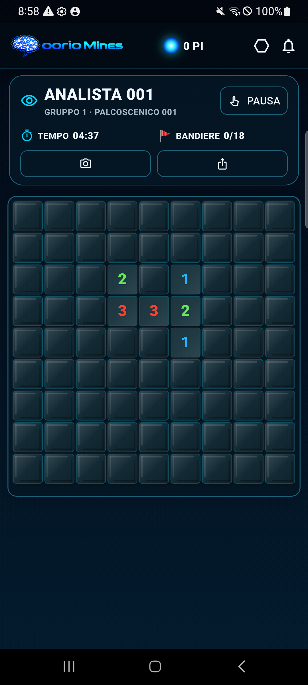 Schermata di gioco di oorio Mines